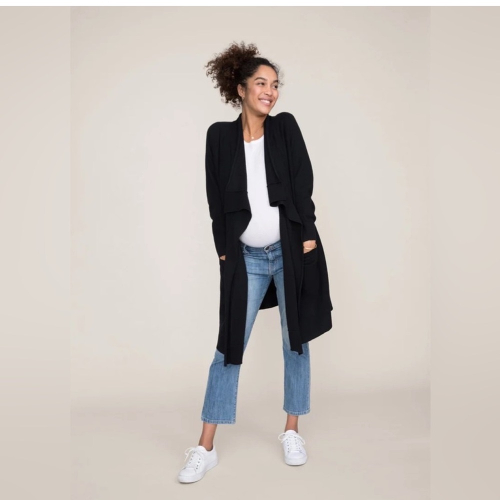 Hatch cashmere The Airplane Cardigan Sweater Black Maternity Size OS